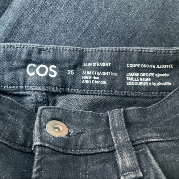 COS Slim Straight High Rise Ankle Jeans in Washed Black Size 25 - Picture 7 of 8